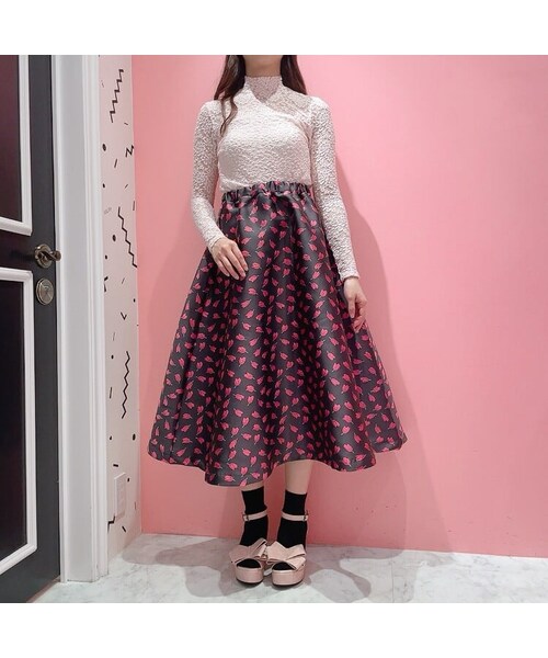 lilLilly（リルリリー）の「【再入荷】レースハイネックトップス（トップス・レディース・WHITE/PINK/BLACK）」の6枚目の写真