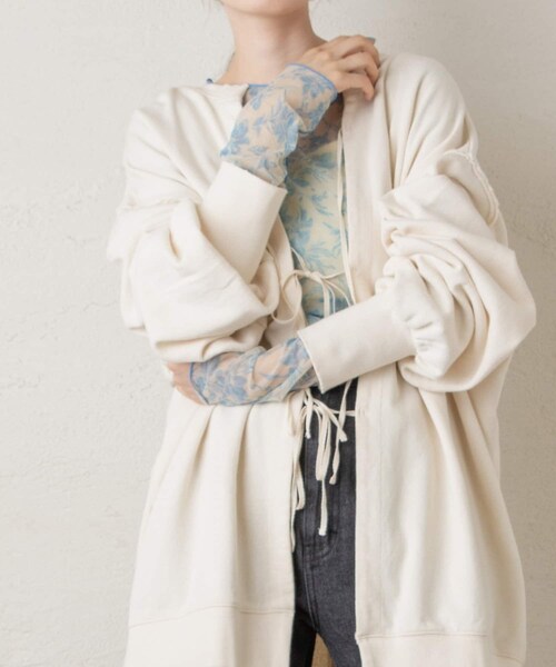 Kastane(カスタネ)の「紐付きリサイクルコットンスウェット(Tシャツ/カットソー・レディース・アイボリー/ピスタチオ/ブラウン/スカイブルー/オレンジ・F)」の3枚目の写真