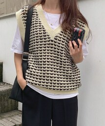DHOLIC STYLE | [lindashop] 配色パターンニットベスト(ベスト)