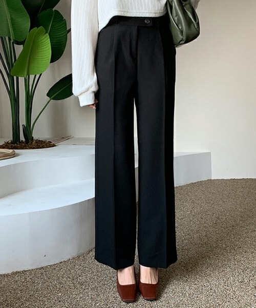 DHOLIC（ディーホリック）の「タックストレートスラックス・全2色（スラックス・レディース・ベージュ/ブラック・S/M）」の2枚目の写真