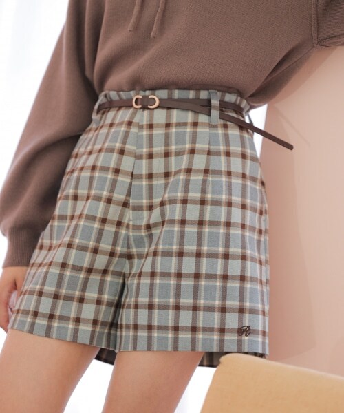 repipi armario（レピピ アルマリオ）の「☆WEB先行予約☆ベルトツキアソートチェックショートパンツ（パンツ・チェック(グレー系)/チェック(ブラウン系)・S(140~150cm)/M(150~160cm)/L(160cm~)）」の9枚目の写真