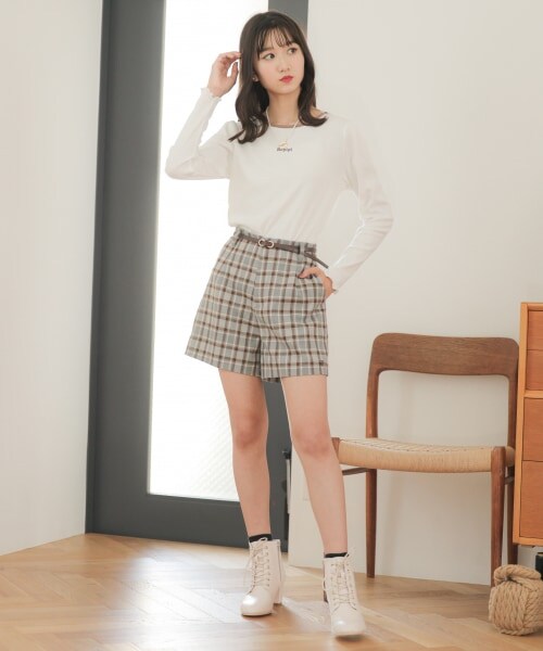 repipi armario（レピピ アルマリオ）の「☆WEB先行予約☆ベルトツキアソートチェックショートパンツ（パンツ・チェック(グレー系)/チェック(ブラウン系)・S(140~150cm)/M(150~160cm)/L(160cm~)）」の15枚目の写真