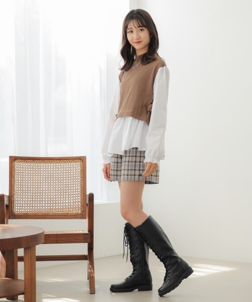 repipi armario（レピピ アルマリオ）の「☆WEB先行予約☆ベルトツキアソートチェックショートパンツ（パンツ・チェック(グレー系)/チェック(ブラウン系)・S(140~150cm)/M(150~160cm)/L(160cm~)）」の12枚目の写真