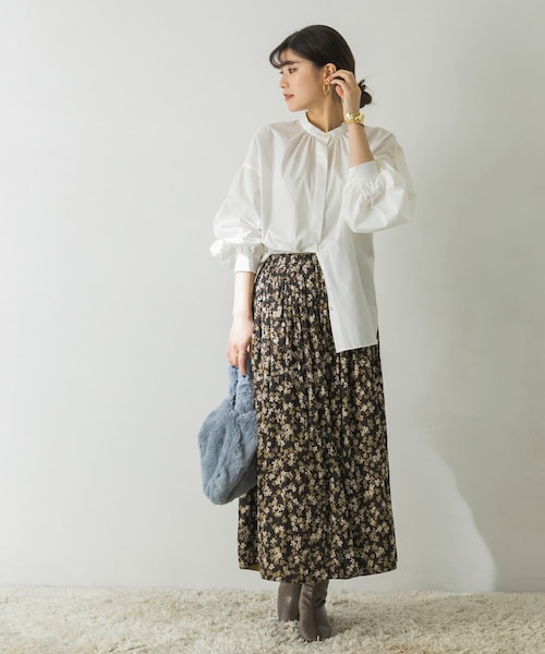 URBAN RESEARCH（アーバンリサーチ）の「雙面穿印花裙（スカート・レディース・墨綠x炭灰色/深藍x橄欖綠・FREE）」の5枚目の写真