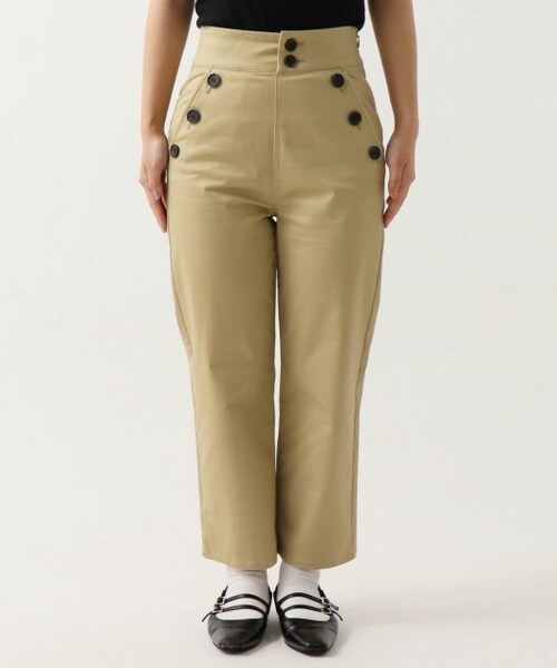 ENsMOL.（エンスモール）の「ハイライズストレートセーラーパンツ（パンツ・レディース・黒/ベージュ・S/M/XS）」の4枚目の写真