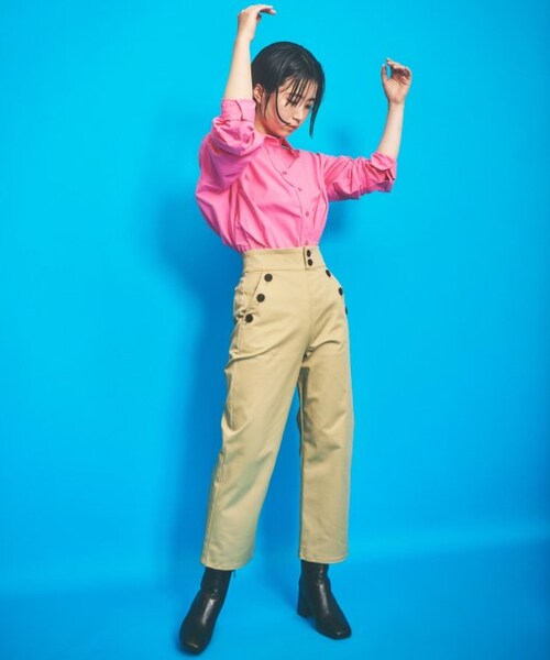 ENsMOL.（エンスモール）の「ハイライズストレートセーラーパンツ（パンツ・レディース・黒/ベージュ・S/M/XS）」の2枚目の写真