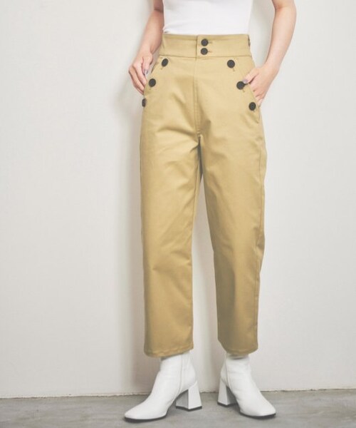 ENsMOL.（エンスモール）の「ハイライズストレートセーラーパンツ（パンツ・レディース・黒/ベージュ・S/M/XS）」の3枚目の写真