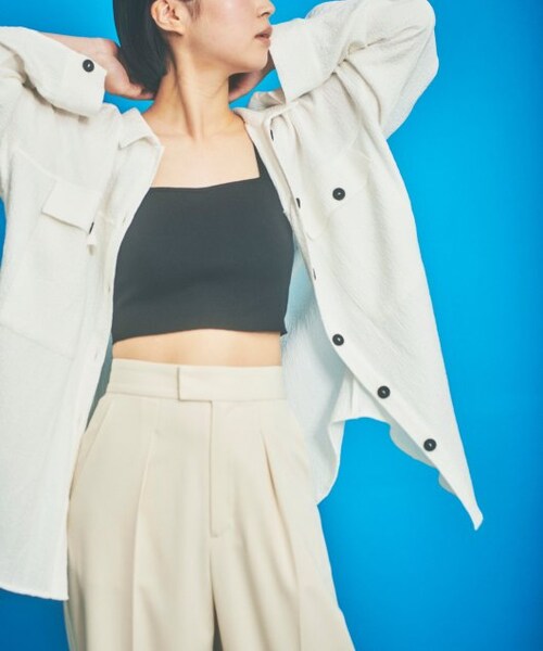 ENsMOL.（エンスモール）の「センタープレスストレッチワイドパンツ（パンツ・レディース・ブルー/チャコールグレー/オフ白・S/M/XS）」の4枚目の写真