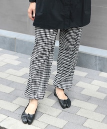 ギンガム裾ドロストイージーパンツ