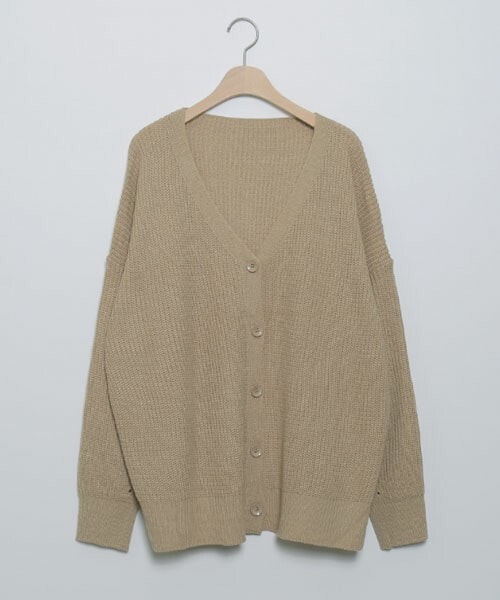 DHOLIC STYLE（ディーホリックスタイル）の「[crushj] ルーズニットボタンカーディガン（カーディガン/ボレロ・レディース・ベージュ/ピンク/ブラウン/グリーン/グレー/ブラック・ONESIZE）」の4枚目の写真