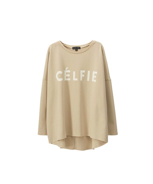 gracegift（グレースギフト）の「法式生活 韓國休閒字母柔感上衣（トップス・レディース・白/杏・F）」の4枚目の写真