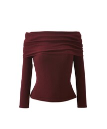 gracegift | 微甜女孩 韓國翻領露肩針織上衣(その他)