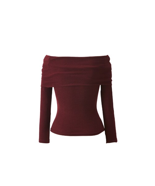 gracegift（グレースギフト）の「微甜女孩 韓國翻領露肩針織上衣（その他・レディース・黑/酒紅・F）」の5枚目の写真