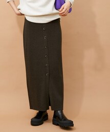 ADAM ET ROPE' | 【アウトレット店舗・WEB限定・セットアップ対応】WOOL混リブフロントボタンスカート(スカート)