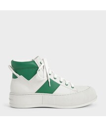 【2021 FALL 新作】ツートーン ハイトップスニーカー / Two-Tone High-Top Sneakers （Green）