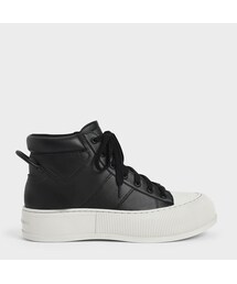 【2021 FALL 新作】ツートーン ハイトップスニーカー / Two-Tone High-Top Sneakers （Black）