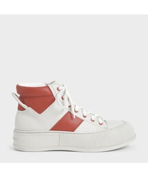 【2021 FALL 新作】ツートーン ハイトップスニーカー / Two-Tone High-Top Sneakers （Red）