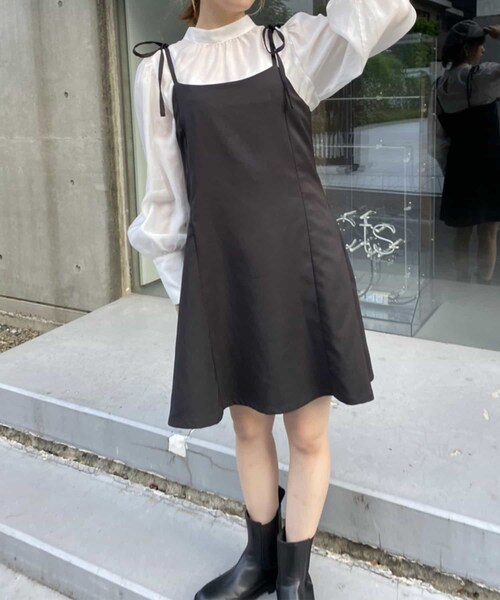 one after another NICE CLAUP（ワンアフターアナザーナイスクラップ）の「ブラウスセットキャミワンピース（ワンピース・レディース・ブラウン系その他/その他1/ブラック・0）」の2枚目の写真