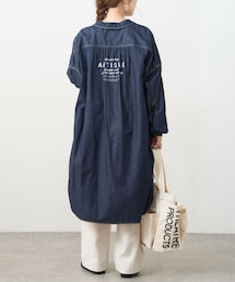 PUAL CE CIN | デニム刺繍×プリントワンピース(ワンピース)