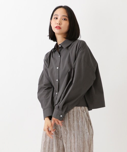 ALAND（エーランド）の「3.3Field Trip／LOOSE CROP シャツ（トップス・グレー()/アイボリー()・FREE）」の16枚目の写真