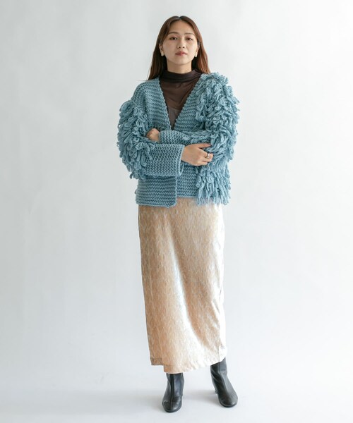 KBF（ケイビーエフ）の「クリンクルベロアタイトスカート（その他・レディース・D.BROWN/PINK BEIGE/BLACK・one）」の11枚目の写真