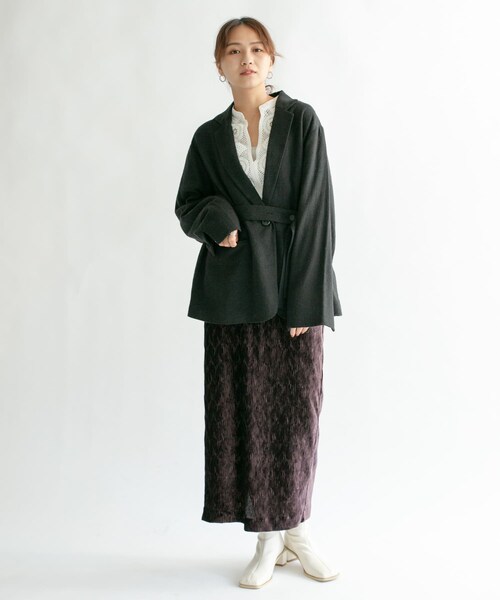 KBF（ケイビーエフ）の「クリンクルベロアタイトスカート（その他・レディース・D.BROWN/PINK BEIGE/BLACK・one）」の7枚目の写真