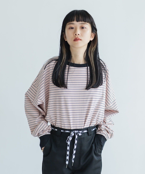 Kastane（カスタネ）の「【WHIMSIC】MULTI BORDER LONG SLEEVE TEE（Tシャツ/カットソー・レディース・ホワイト/ブルー/ピンク/ブラウン・F）」の4枚目の写真
