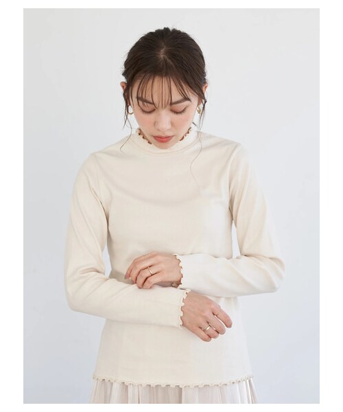 earth music&ecology（アースミュージックアンドエコロジー）の「ハイネックメローリブ長袖プルオーバー（トップス・オフホワイト/ブラック/ライトベージュ/ブラウン/ミント/ラベンダー・S/M）」の9枚目の写真