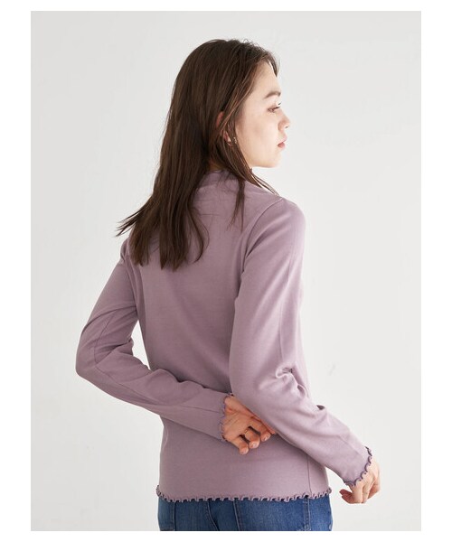 earth music&ecology（アースミュージックアンドエコロジー）の「ハイネックメローリブ長袖プルオーバー（トップス・オフホワイト/ブラック/ライトベージュ/ブラウン/ミント/ラベンダー・S/M）」の17枚目の写真