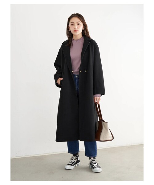 earth music&ecology（アースミュージックアンドエコロジー）の「ハイネックメローリブ長袖プルオーバー（トップス・オフホワイト/ブラック/ライトベージュ/ブラウン/ミント/ラベンダー・S/M）」の19枚目の写真