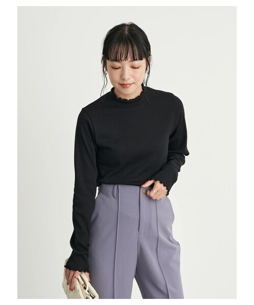 earth music&ecology（アースミュージックアンドエコロジー）の「ハイネックメローリブ長袖プルオーバー（トップス・オフホワイト/ブラック/ライトベージュ/ブラウン/ミント/ラベンダー・S/M）」の22枚目の写真