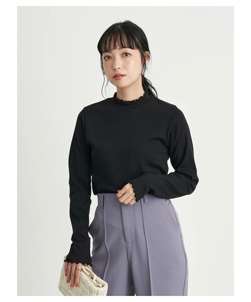 earth music&ecology（アースミュージックアンドエコロジー）の「ハイネックメローリブ長袖プルオーバー（トップス・オフホワイト/ブラック/ライトベージュ/ブラウン/ミント/ラベンダー・S/M）」の20枚目の写真