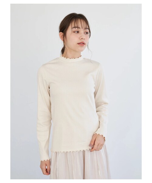 earth music&ecology（アースミュージックアンドエコロジー）の「ハイネックメローリブ長袖プルオーバー（トップス・オフホワイト/ブラック/ライトベージュ/ブラウン/ミント/ラベンダー・S/M）」の8枚目の写真