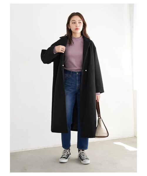 earth music&ecology（アースミュージックアンドエコロジー）の「ハイネックメローリブ長袖プルオーバー（トップス・オフホワイト/ブラック/ライトベージュ/ブラウン/ミント/ラベンダー・S/M）」の18枚目の写真