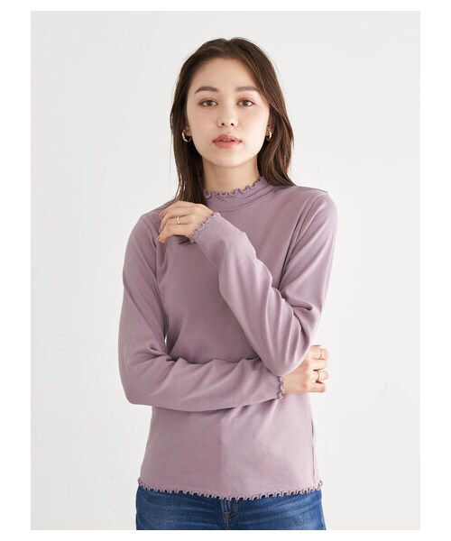 earth music&ecology（アースミュージックアンドエコロジー）の「ハイネックメローリブ長袖プルオーバー（トップス・オフホワイト/ブラック/ライトベージュ/ブラウン/ミント/ラベンダー・S/M）」の16枚目の写真