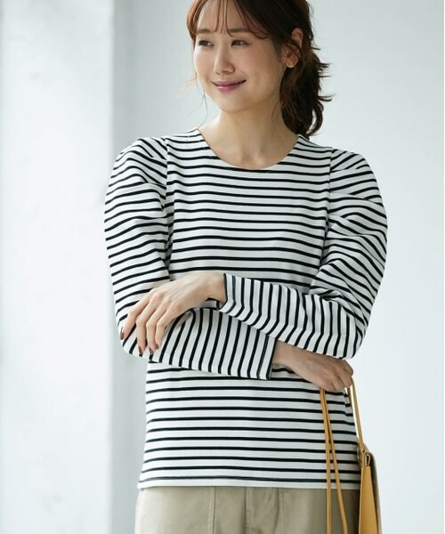 ROPE' PICNIC（ロペピクニック）の「ギャザースリーブカットトップス（トップス・レディース・ブラック/ホワイト系/ダークグリーン・38/40）」の2枚目の写真