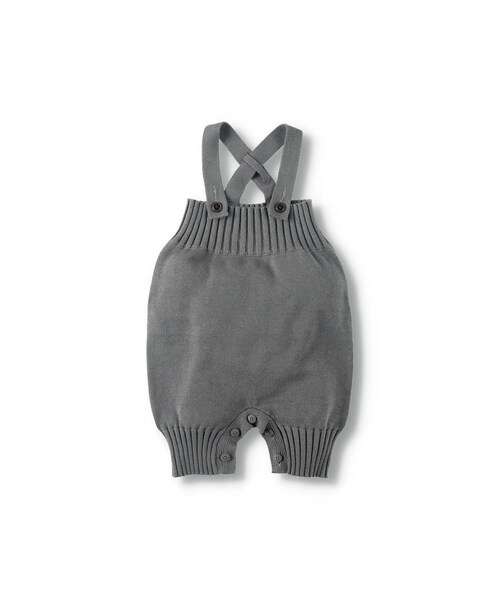 BRANSHES（ブランシェス）の「ニットサロペット（その他ベビーウェア・キッズ・アイボリー/グレー・70cm～80cm）」の2枚目の写真