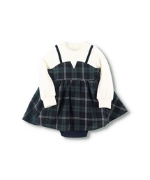 BRANSHES | 【ペア】チェック柄長袖カバーオール(ロンパース)