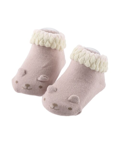 BRANSHES（ブランシェス）の「つまさきうさぎベビー足型カップソックス（ベビーシューズ/ベビーソックス・キッズ・アイボリー/ピンク・9cm～13cm）」の2枚目の写真