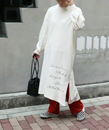 Sheson | メッセージロゴスリットワンピース(チュニック)