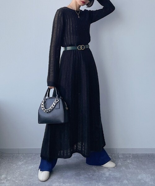 PAGEBOY（ページボーイ）の「スノウメッシュアミニットワンピース（ワンピース/ドレス・オフホワイト/ブラック・F）」の2枚目の写真