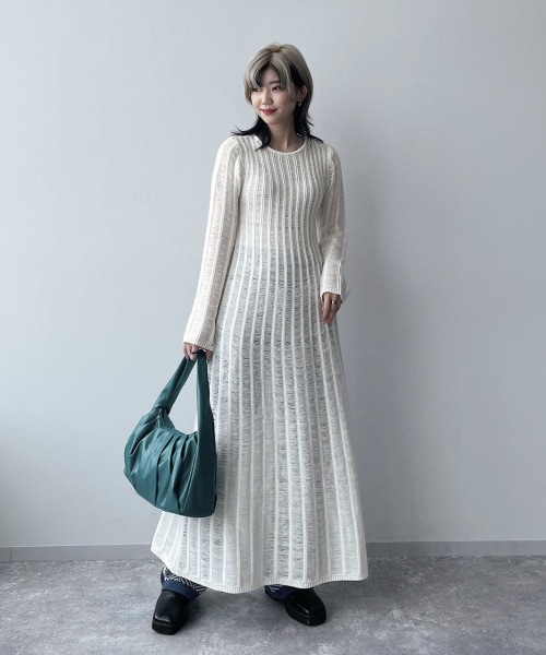 PAGEBOY（ページボーイ）の「スノウメッシュアミニットワンピース（ワンピース/ドレス・オフホワイト/ブラック・F）」の4枚目の写真