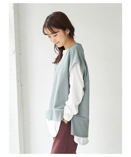 earth music&ecology（アースミュージックアンドエコロジー）の「スウェットベスト（トップス・ブラック/ブラウン/ミント/エクリュ・F）」の6枚目の写真