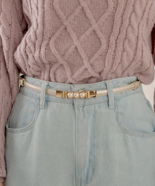 OLIVE des OLIVE（オリーブデオリーブ）の「パールベルト（ベルト・レディース・オフホワイト/ベージュ系その他・FREE）」の2枚目の写真