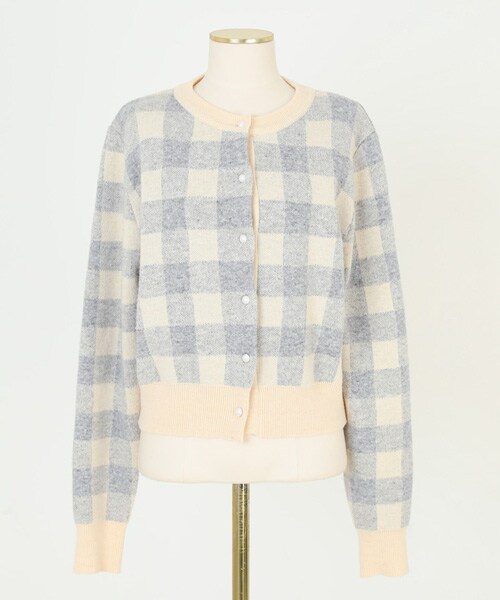 imvely（-）の「[IMVELY] ラブリーチェックラウンドカーディガン（カーディガン/ボレロ・レディース・옐로우・FREE0(ミニブリー/XS~M), FREE1(一般ブリー/XS~M)）」の2枚目の写真