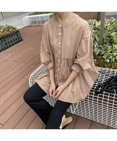 copine（コピン）の「フレアデザインシャツ(3color)（シャツ/ブラウス・レディース・アイボリー/ベージュ/ブラック・ワンサイズ）」の3枚目の写真