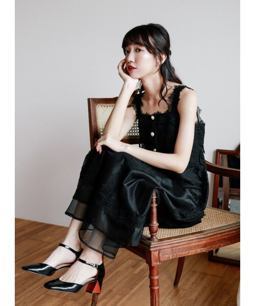 Marjorie（マージョリー）の「戀人詩曲，絕美雕花蕾絲拼紗洋裝（その他・レディース・黑/白・S/M）」の16枚目の写真