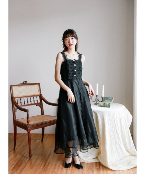 Marjorie（マージョリー）の「戀人詩曲，絕美雕花蕾絲拼紗洋裝（その他・レディース・黑/白・S/M）」の14枚目の写真