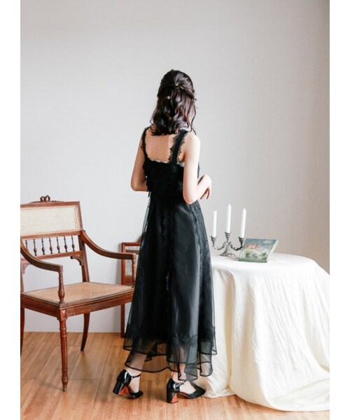 Marjorie（マージョリー）の「戀人詩曲，絕美雕花蕾絲拼紗洋裝（その他・レディース・黑/白・S/M）」の18枚目の写真