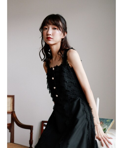 Marjorie（マージョリー）の「戀人詩曲，絕美雕花蕾絲拼紗洋裝（その他・レディース・黑/白・S/M）」の15枚目の写真